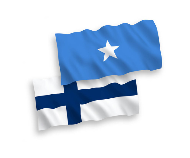 白い背景にフィンランドとソマリアの旗 - ベクター画像
