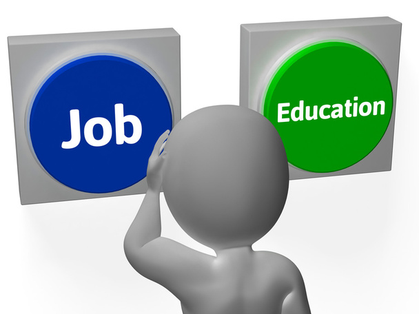 Job Education Buttons Show Employment Or College Choice - Photo, Image
