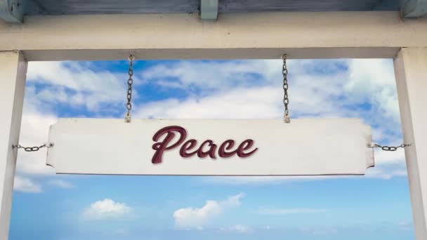 Street Sign the Way to Peace - Video