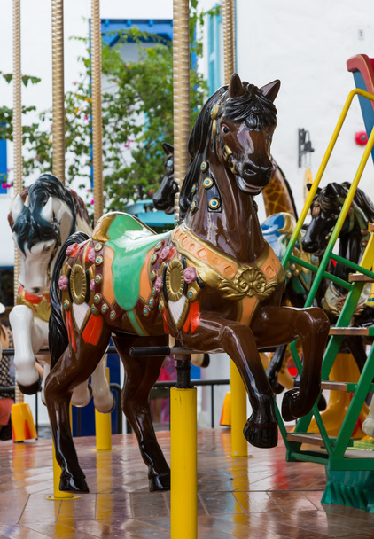 カーニバルのメリーゴーラウンドの馬 - 写真・画像