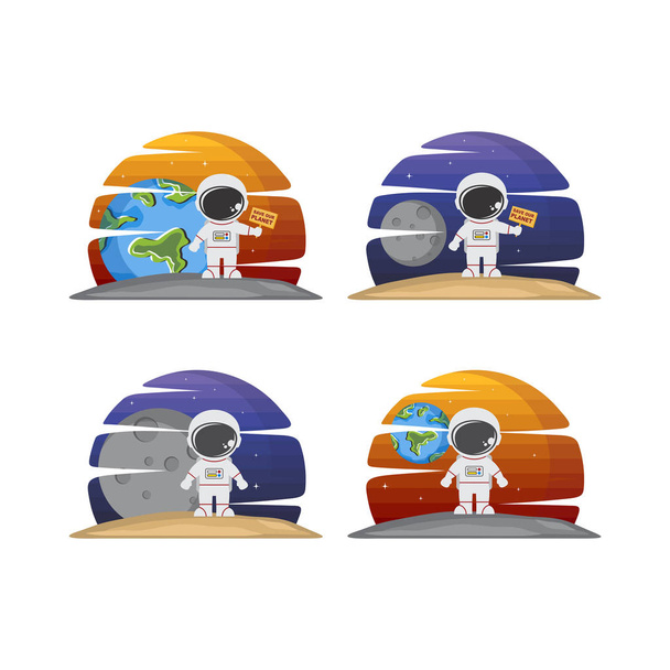vector icons of astronauts on white background - Vector, Image