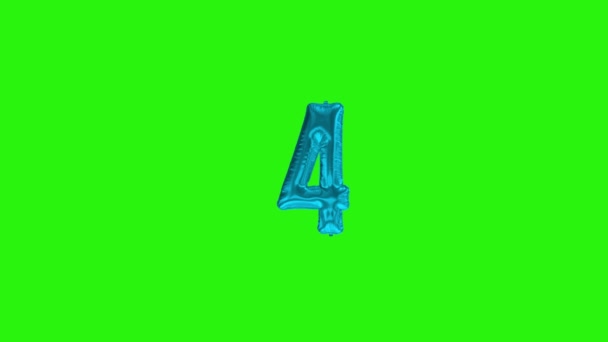 Номер 4 четвертого року святкування блакитної фольги повітряна куля плаває на зеленому
 - Кадри, відео