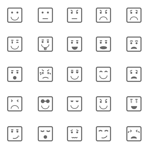 Quadratische Gesichtssymbole auf weißem Hintergrund - Vektor, Bild