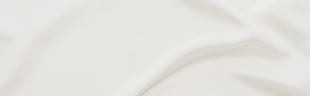白いテーブルクロス、パノラマショットのトップビュー - 写真・画像