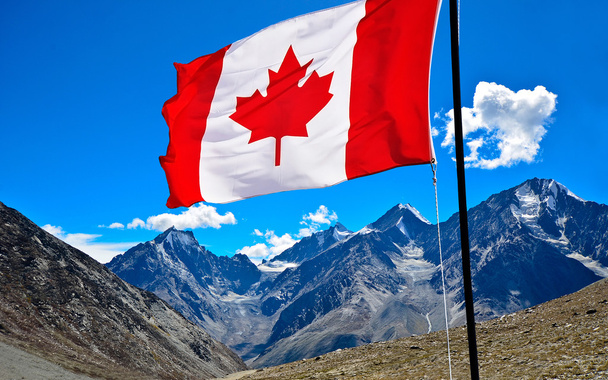 Canada flag and mountains - Фото, изображение