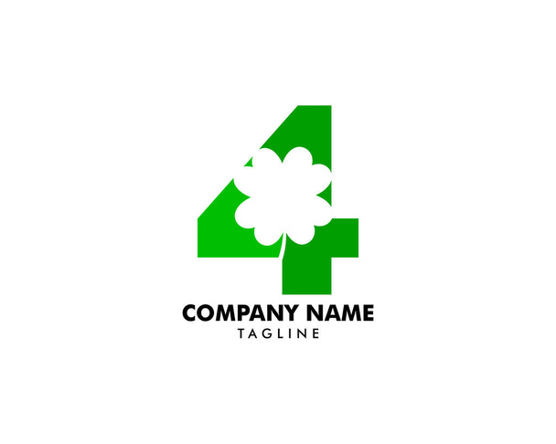 Negyedik és zöld lóhere levél logó kialakítása - Vektor, kép