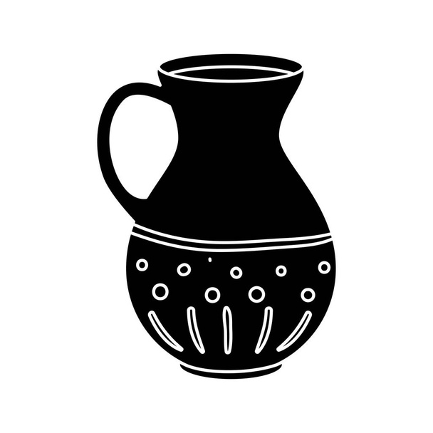 silhouette teapot of pottery decorative isolated icon - Vector, Imagen
