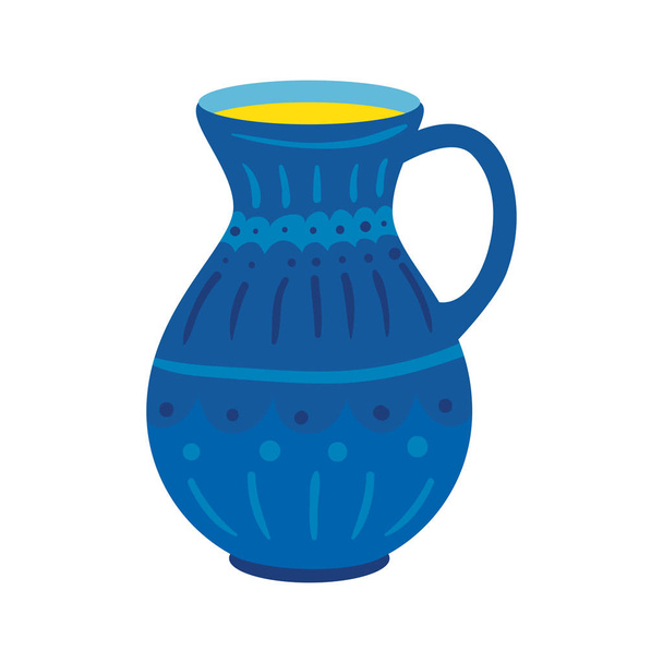 teapot of pottery decorative isolated icon - Vector, Image