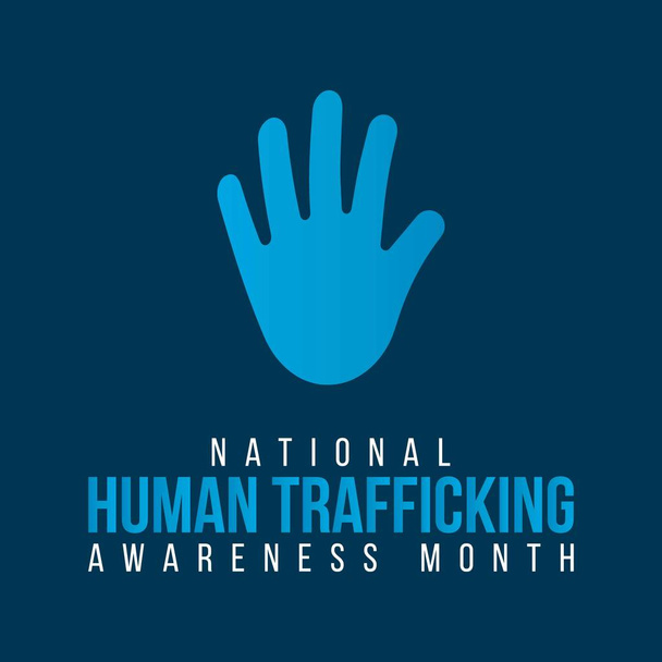 Εικονογράφηση διανύσματος με θέμα τον εθνικό μήνα ενημέρωσης για την εμπορία ανθρώπων τον Ιανουάριο - Διάνυσμα, εικόνα