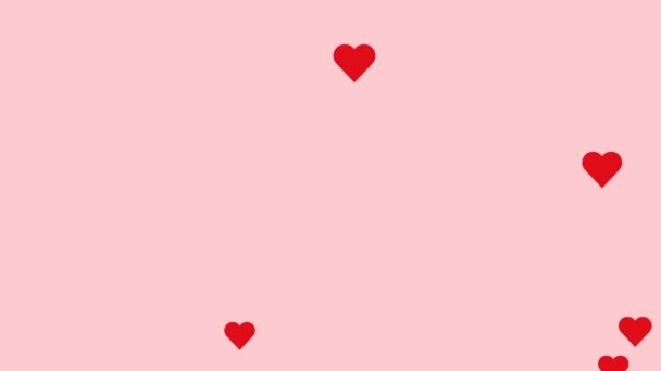 Fundo de corações. Animação para cartão de saudação Valentim, 8 de março, dia das mulheres. Corações voadores animação no fundo rosa
 - Filmagem, Vídeo