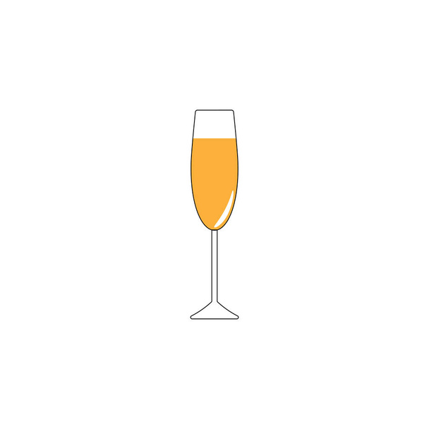 Een glas champagne. vector illustratie op witte achtergrond - Vector, afbeelding