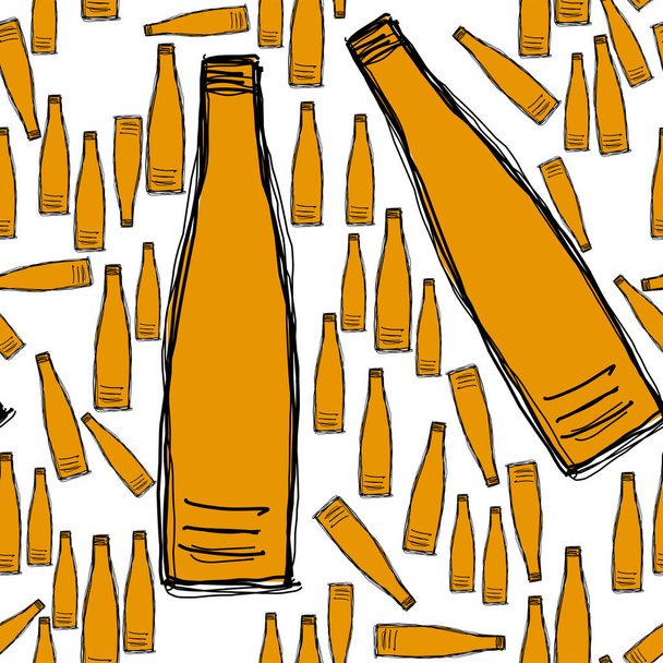 Seamless vector artwork, illustrations of bottle, hand drawn. Co - Vektor, Bild