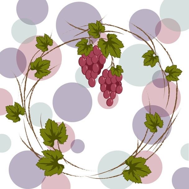 wreath of burgundy vine for labeling, menu, harvest festival on a light background - Vector, Image