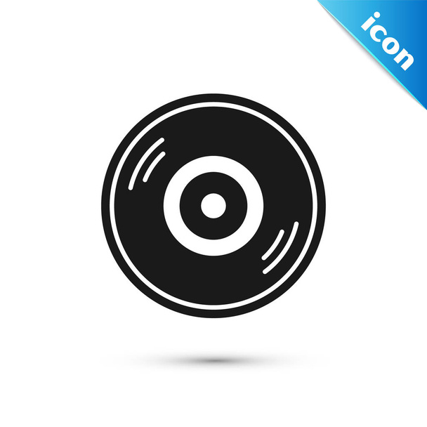 Zwart Vinyl disk icoon geïsoleerd op witte achtergrond. Vector Illustratie - Vector, afbeelding