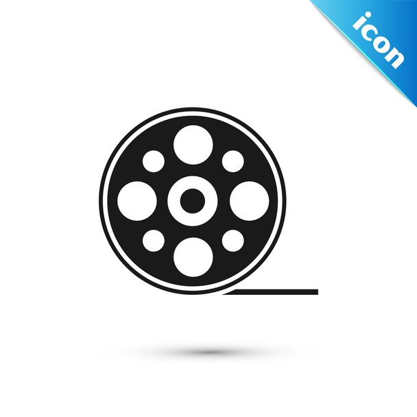 Black Film reel icon isolated on white background. Vector Illustration - Vector, Image