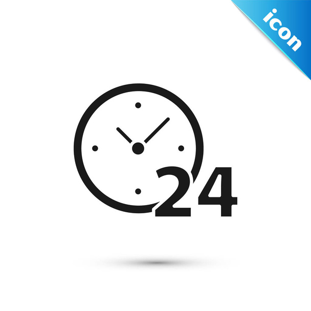 Reloj Negro 24 horas icono aislado sobre fondo blanco. Todo el día icono cíclico. Símbolo de servicio 24 horas. Ilustración vectorial
 - Vector, Imagen
