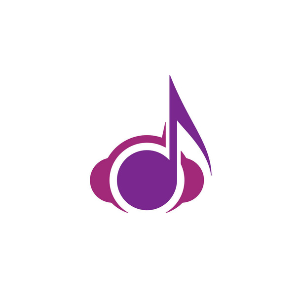 Headphones icon with music note - Vector, Image