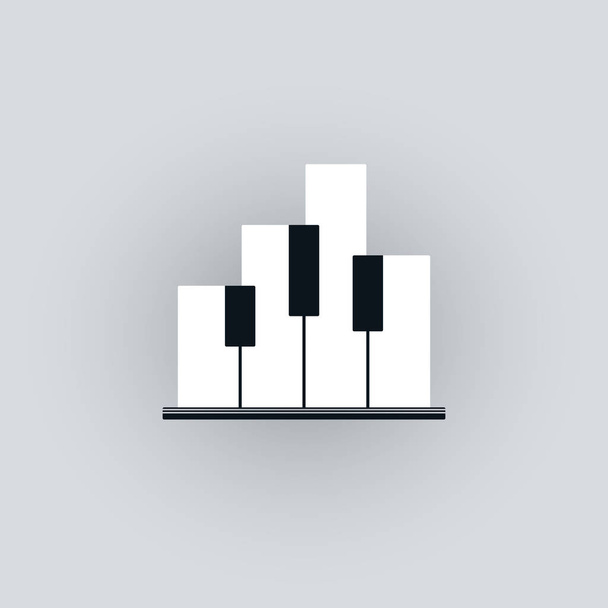 Icono de teclado de piano con símbolo de edificios abstractos
 - Vector, Imagen