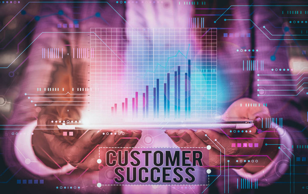 Handwriting text writing Customer Success. Concept meaning customers achieve desired outcomes while using your product. - Photo, Image
