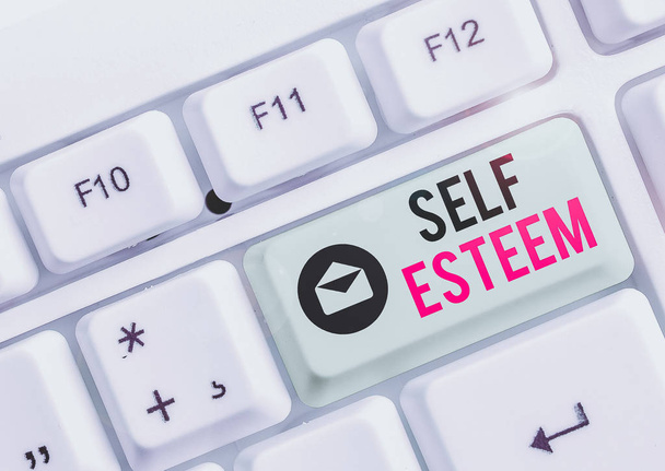 Text sign showing Self Esteem. Conceptual photo a feeling of having respect for yourself and your abilities. - Photo, Image