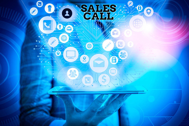 Conceptual hand writing showing Sales Call. Business photo text a phone call made by a sales representative of a company. - Photo, Image