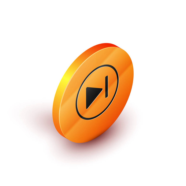 Isometrische Fast forward icoon geïsoleerd op witte achtergrond. Oranje cirkel knop. Vector Illustratie - Vector, afbeelding