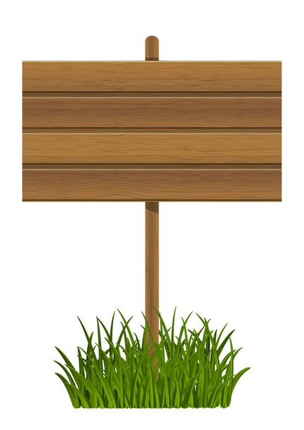 Wooden plate on green grass - Vector, Image