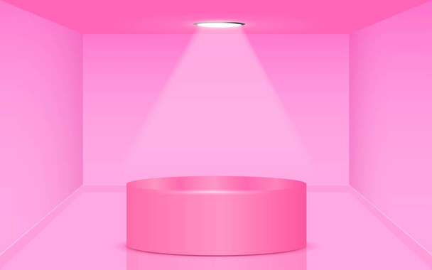  pink podium in the white studio room - Vector, Image