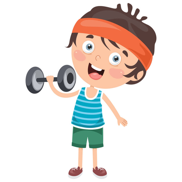体重持ち上げ運動をする小さな男の子 - ベクター画像