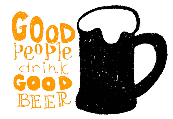 Dobrzy ludzie piją dobre piwo - ręcznie rysowany napis - Wektor, obraz