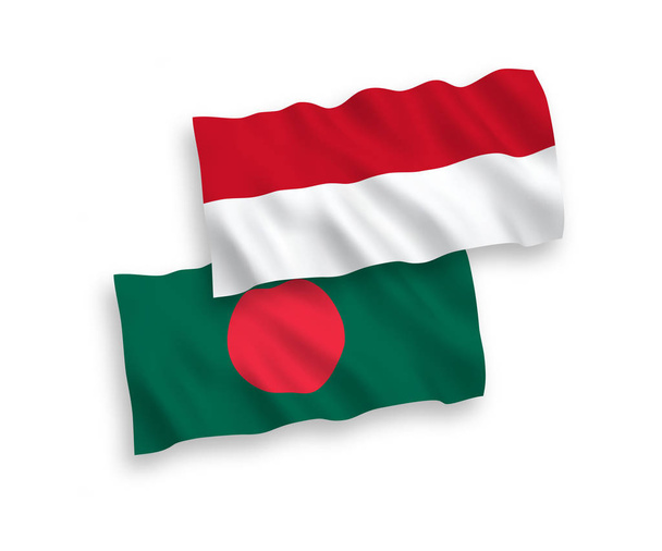 Flags of Indonesia and Bangladesh on a white background - Vector, Image