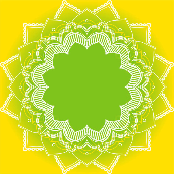Mandala patronen op gele achtergrond - Vector, afbeelding