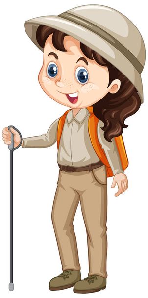 Girl in scout uniform on isolated background - Vector, Image