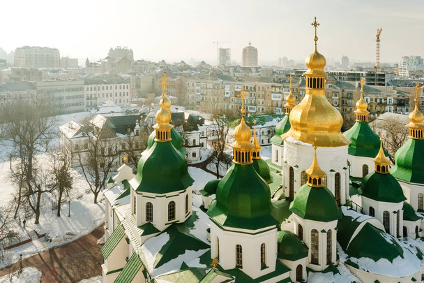 Kiev 'in Sofya Katedrali (Sophia) Kievan Rusçası, Kiev, Ukrayna sırasında Xi yüzyılda inşa edilmiştir. - Fotoğraf, Görsel