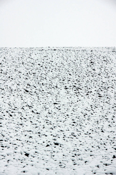 Plowed field under the snow  - Photo, Image