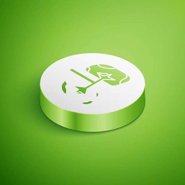 Isometric Lungs icon isolated on green background. White circle button. Vector Illustration - Vector, Image