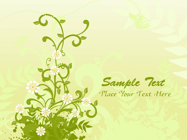 Grungy background with green floral - Vektori, kuva