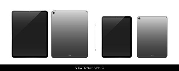 Template of realistic electronic tablets with off screen. Modern gadgets isolated on white background. Device layout. Vector illustration. - Vector, Image