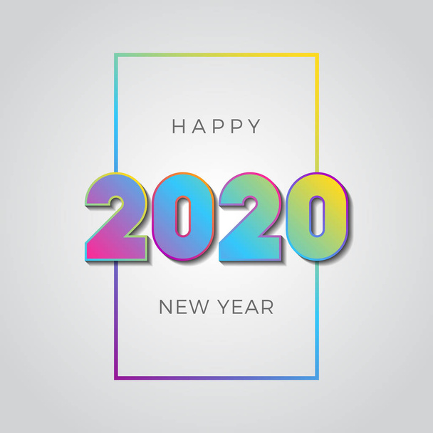 Tarjetas de felicitación modernas feliz año nuevo 2020 para la empresa o uso personal con color colorido
 - Vector, Imagen