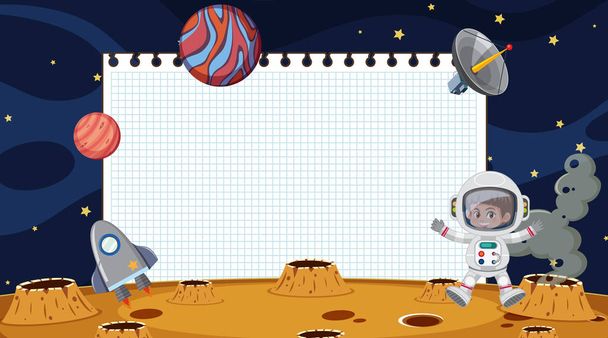 Border template with planets in the space background - Vector, Image