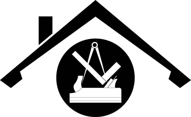 Εργαλεία, στέγη, εργαλεία ξυλουργός, ξυλουργός, λογότυπο - Διάνυσμα, εικόνα
