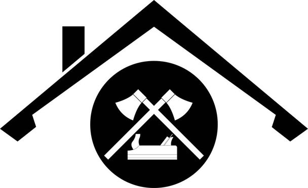 Werkzeuge, Dach, Zimmermannswerkzeuge, Zimmerer, Logo - Vektor, Bild
