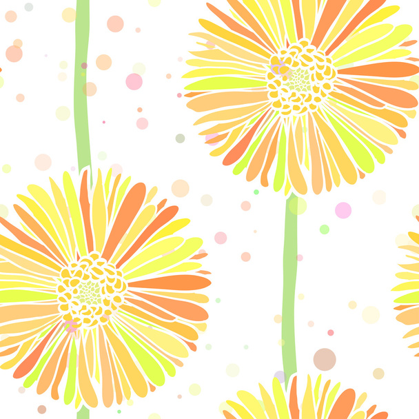 Vector seamless background of summer daisy flowers - Вектор,изображение