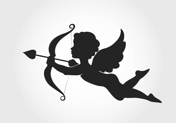 Έρωτας που πετά με τόξο και βέλος. σύμβολο αγάπης - Διάνυσμα, εικόνα