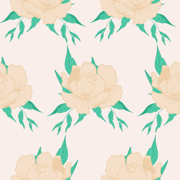cream peony in a seamless pattern design - Vector, Image