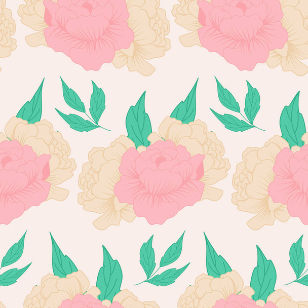 beautiful peonies composition in a seamless pattern design - Vetor, Imagem