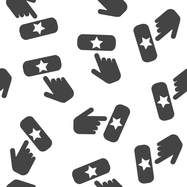 Favorit-Schaltfläche Vektor-Symbol. die Hand drückt die Add-Lieblings-Taste Internet nahtlose Muster auf weißem Hintergrund. - Vektor, Bild