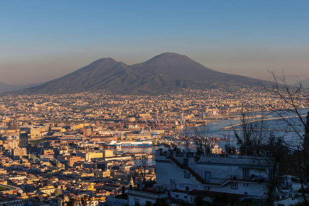 Panoramic view of the city of Naples with Vesuvius, Italy - Fotó, kép