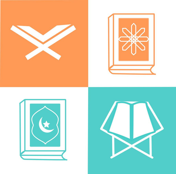 Set of Koran icon. Element of religious culture icon. Premium quality graphic design icon. Signs, outline symbols collection icon for websites, web design, mobile app on white background. Quran Muslim Icon. Modern Islamic Mosque And Quran Logo - Vector, Image