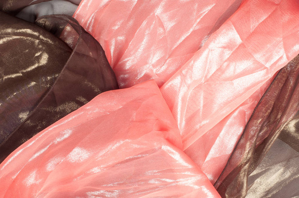 rosafarbener, transparenter Stoff. Textur. Gewand. - Foto, Bild